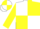 White body, yellow quartered, yellow arms, white cap, yellow quartered