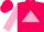 Hot pink, navy blue & pink triangle, pink sleeves, navy blue polka dot sleeves