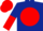 Dark Blue, Red disc, halved sleeves, Red cap