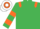 EMERALD GREEN, orange epaulettes, hooped sleeves, white & orange hooped cap