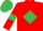 Red, Emerald Green diamond, armlets and cap