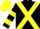 Black, Yellow cross belts, hooped sleeves, Yellow cap