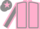 Pink body, grey seams, grey arms, pink seams, grey cap, pink star