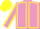 Mauve body, yellow seams, mauve arms, yellow seams, yellow cap
