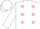 White, pink spots, white cap