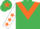 Emerald green, orange chevron, white sleeves, orange stars, emerald green cap, orange star
