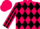 Hot pink, black diamonds, black diamond stripe on sleeves
