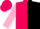 Hot pink and black halves, pink and black lightning bolt, black lightning bolt on pink sleeves