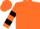 Orange, black 'akg', black bars on sleeves