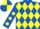 Royal Blue and Yellow diamonds, Royal Blue sleeves, Yellow spots, quartered cap
