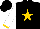 Black, gold star, gold cuffs on white sleeves, black cap