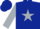 Dark blue, silver star, blue maple leaf on silver sleeves