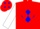 Red, blue diamond frame, red diamonds on white sleeves