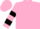 Pink, black 'mj', black bars on sleeves
