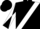 Black, black 'brand' on white sash, black and white diagonally quartered sleeves