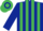 Dark blue & emerald green stripes, hooped cap