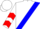 White, blue sash, red chevrons on sleeves