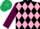 Black and Pink diamonds, Maroon sleeves, Dark Green cap, Emerald Green star