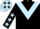 black, light blue chevron, black sleeves, light blue stars