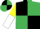 Black & emerald green quartered, yellow & white halved sleeves, black & emerald green quartered cap