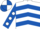 White, Royal Blue chevrons, Royal Blue sleeves, White spots, White and Royal Blue quartered cap