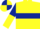 Yellow, Dark Blue hoop, Dark Blue and Yellow halved sleeves, Dark Blue and Yellow quartered cap