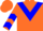 Orange, blue chevron, blue chevrons on sleeves