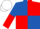 Royal blue & red quartered, halved sleeves, white cap
