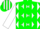 Kelly green, white diamonds, kelly green stripes on white sleeves