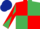 Red and Emerald Green (quartered), Emerald Green and Red diabolo on sleeves, Dark Blue cap