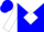 Blue, white diamond yoke, white sleeves