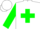 White, green cross axes on back, green sleeves