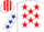 White, Red stars, White sleeves, Dark Blue stars, Red and White striped cap