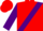 Red, white 'rowell' on white framed purple sash, white framed purple bands on sleeves