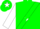 Green, green stars on white sash, green star stripe on white sleeves