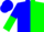 Blue and green halves, white cloud