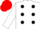 White, Black spots, White sleeves, Red cap