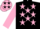 Black, pink stars, pink sleeves, white cap, black stars
