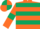 Orange, Dark Green hoops and armlets, quartered cap