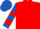 Red, Royal Blue and Red hooped sleeves, Royal Blue cap