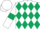 White and Dark Green diamonds, White sleeves, Dark Green armlets, White cap