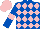 Royal Blue and Pink diamonds, Royal Blue sleeves, Pink armlets, Pink cap