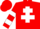 Red, white cross of lorraine, hooped sleeves, red cap