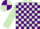 Light green & purple check, purple armlet, quartered cap