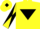 Yellow, black inverted triangle, diabolo on sleeves and diamond on cap