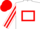 White, red hollow box, striped sleeves, red cap