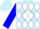 Light blue white 'n' on white diamond belt, white diamonds on blue sleeves