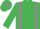 Emerald green, grey braces, grey star on cap