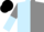 Light blue & grey halved, sleeves reversed, black cap