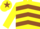 Yellow, Brown chevrons, Yellow sleeves, Yellow cap, Brown star